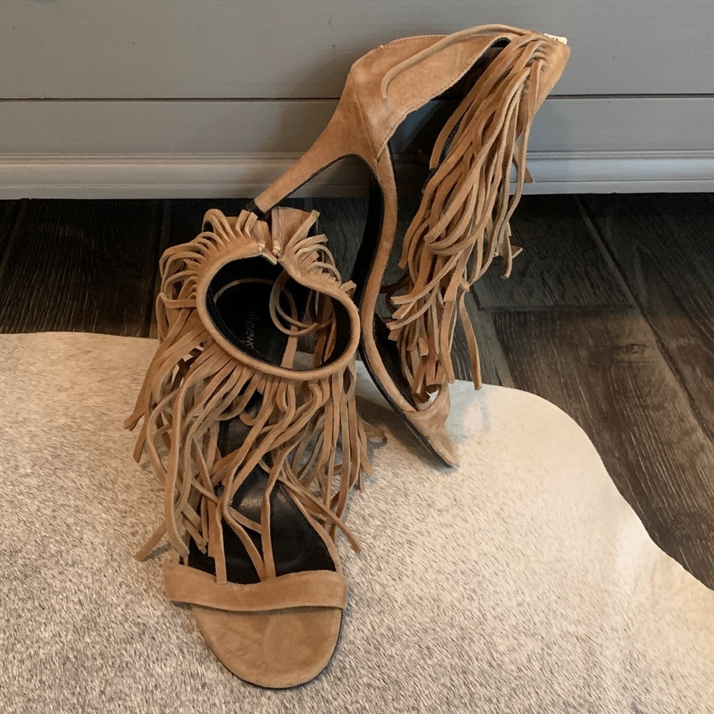 ELYSE WALKER Fringe ALEX suede sandal heels 40